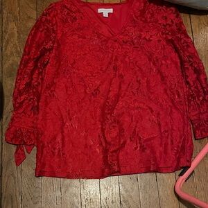 Charter Club Red Lace Blouse